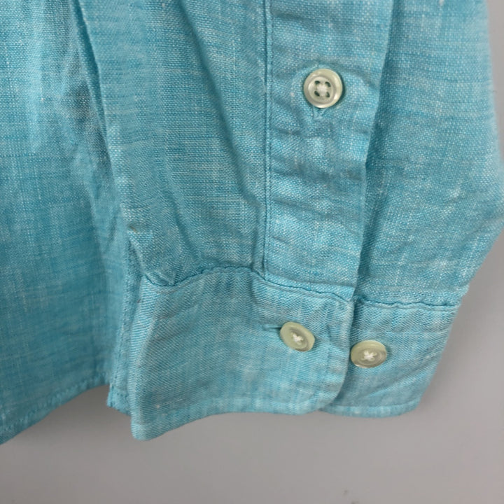 Brooks Brothers 346 long sleeve linen button-down shirt, men's size M linen Blue type light blue Vintage Second Hand