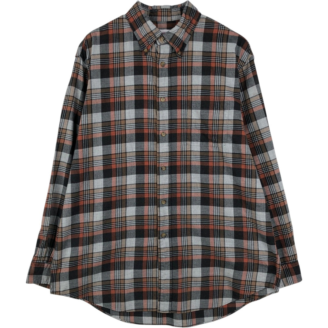 Brooks Brothers Est.1818 MADISON Long Sleeve Button-Down Check Shirt, Men's Size L cotton gray type Vintage Second Hand