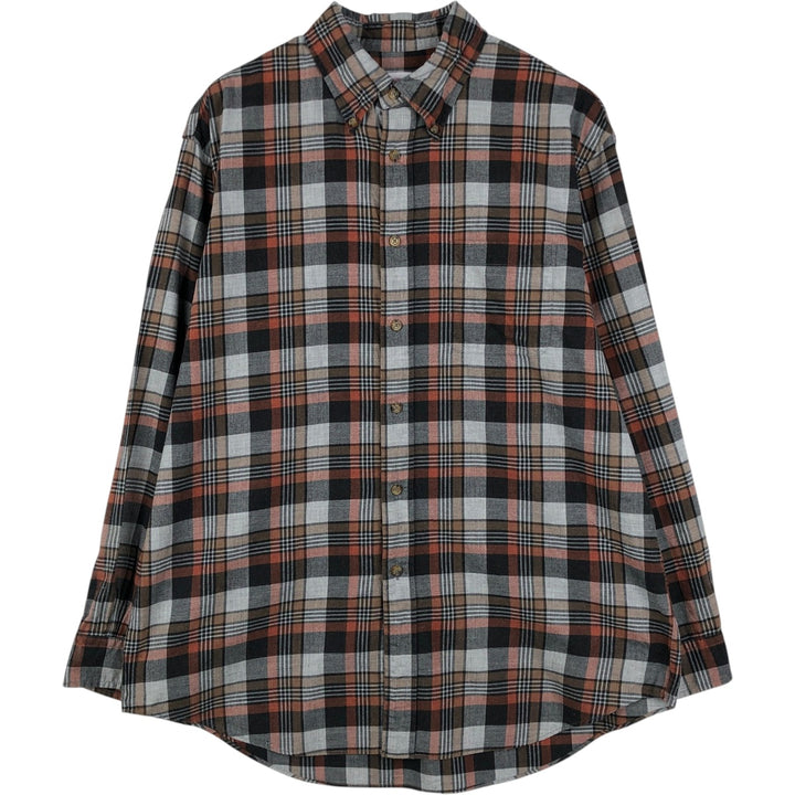 Brooks Brothers Est.1818 MADISON Long Sleeve Button-Down Check Shirt, Men's Size L cotton gray type Vintage Second Hand