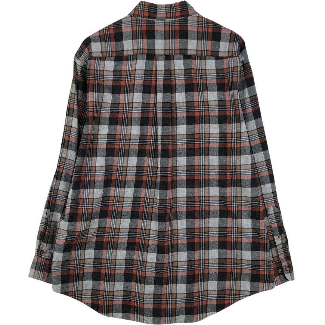 Brooks Brothers Est.1818 MADISON Long Sleeve Button-Down Check Shirt, Men's Size L cotton gray type Vintage Second Hand