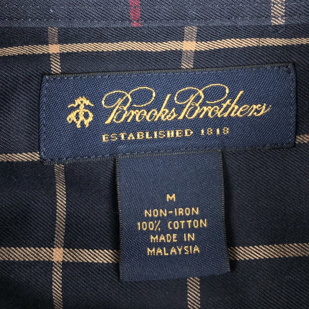 Brooks Brothers long-sleeved button-down check shirt, men's size M cotton navy blue type Vintage Second Hand