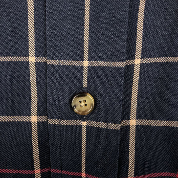 Brooks Brothers long-sleeved button-down check shirt, men's size M cotton navy blue type Vintage Second Hand