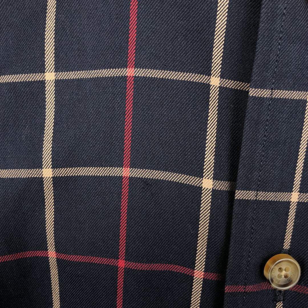 Brooks Brothers long-sleeved button-down check shirt, men's size M cotton navy blue type Vintage Second Hand