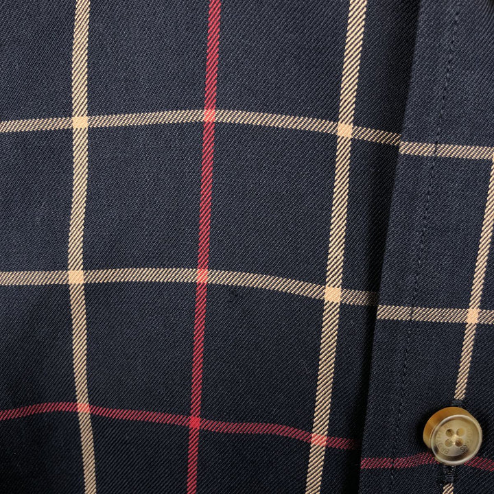 Brooks Brothers long-sleeved button-down check shirt, men's size M cotton navy blue type Vintage Second Hand