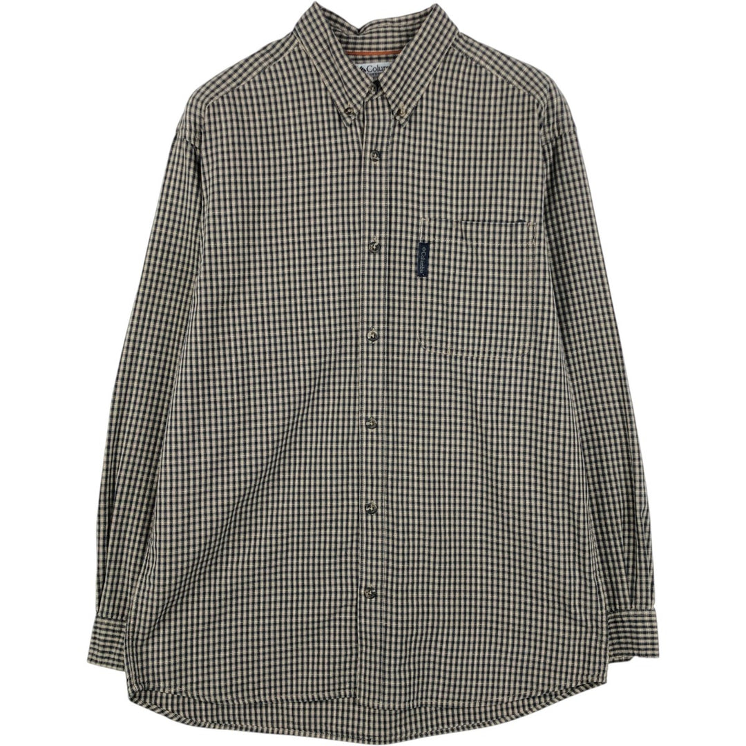 2000'S Columbia long-sleeved button-down check shirt, men's size M cotton Beige type Vintage Second Hand