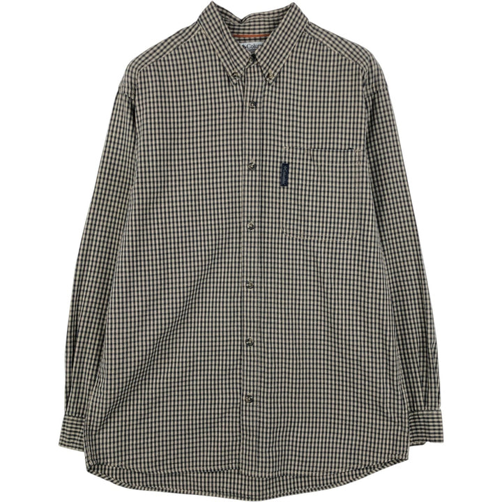 2000'S Columbia long-sleeved button-down check shirt, men's size M cotton Beige type Vintage Second Hand