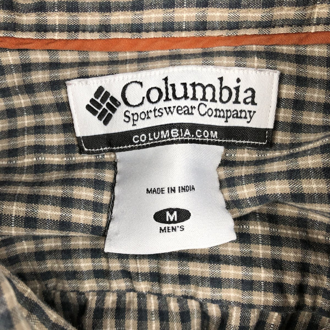 2000'S Columbia long-sleeved button-down check shirt, men's size M cotton Beige type Vintage Second Hand