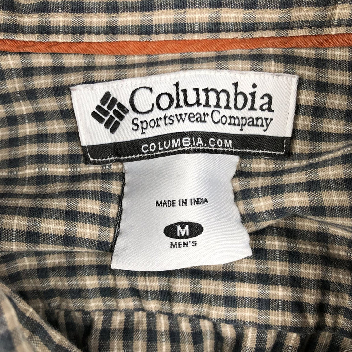 2000'S Columbia long-sleeved button-down check shirt, men's size M cotton Beige type Vintage Second Hand