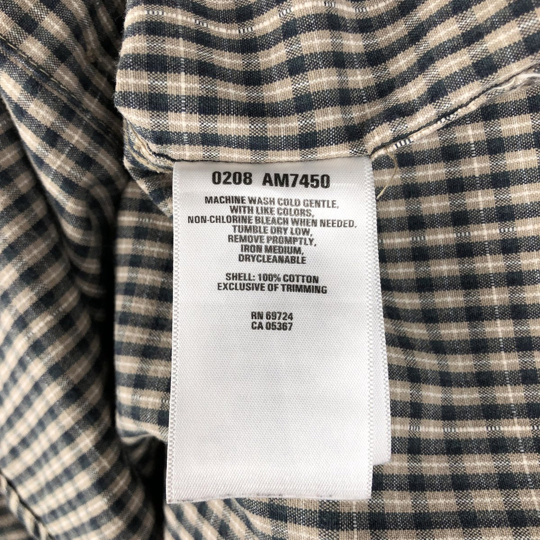 2000'S Columbia long-sleeved button-down check shirt, men's size M cotton Beige type Vintage Second Hand