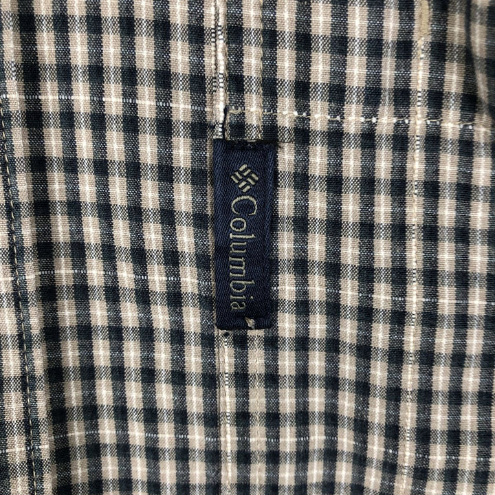 2000'S Columbia long-sleeved button-down check shirt, men's size M cotton Beige type Vintage Second Hand