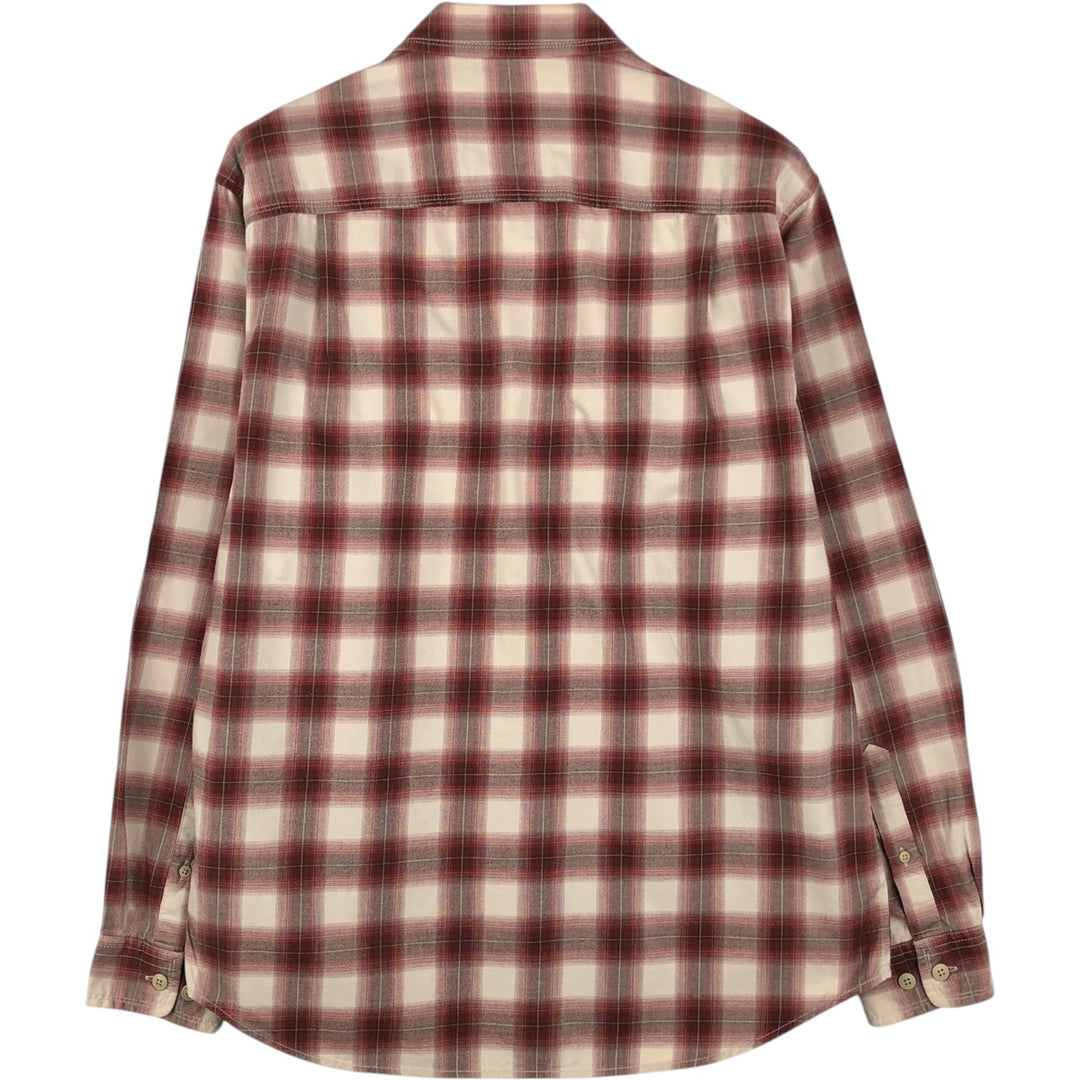 Eddie Bauer Ombre Check Long-Sleeve Cotton Check Shirt, Men's Size M (approx.) cotton Beige type Vintage Second Hand