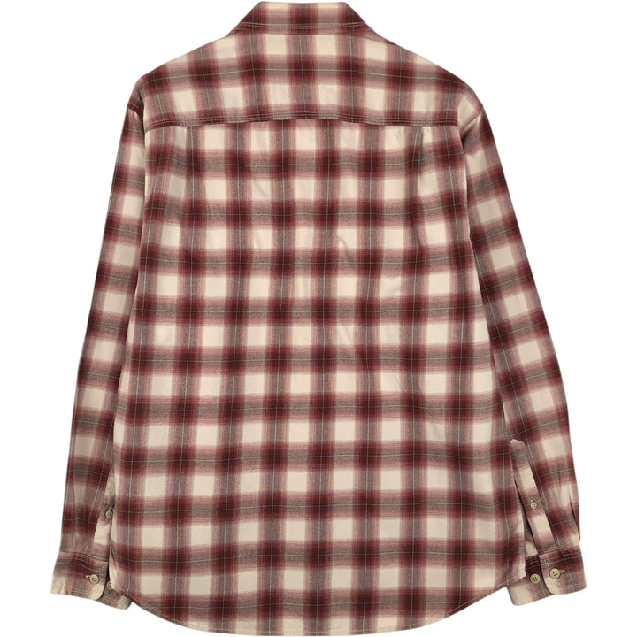 Eddie Bauer Ombre Check Long-Sleeve Cotton Check Shirt, Men's Size M (approx.) cotton Beige type Vintage Second Hand