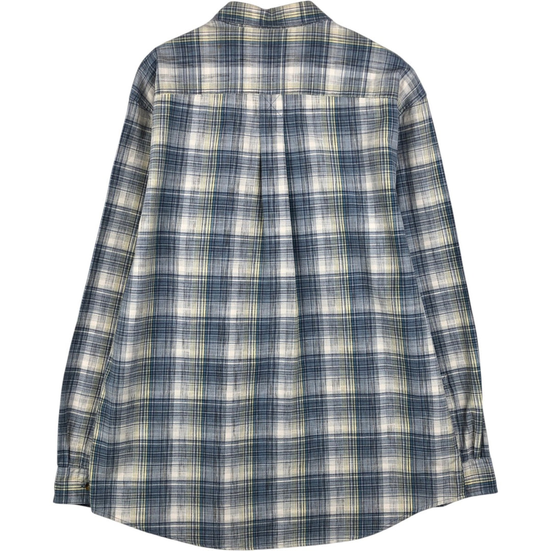 90s-00'S LLBean Long-Sleeve Cotton Check Shirt, Men's Size XL (approx.) unclear Blue type light blue Vintage Second Hand