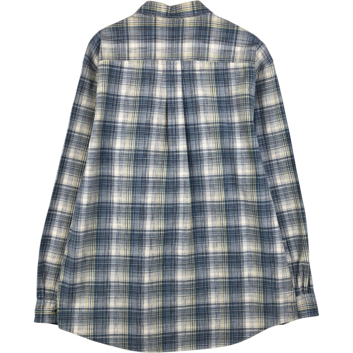 90s-00'S LLBean Long-Sleeve Cotton Check Shirt, Men's Size XL (approx.) unclear Blue type light blue Vintage Second Hand