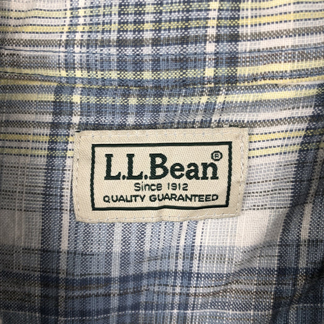 90s-00'S LLBean Long-Sleeve Cotton Check Shirt, Men's Size XL (approx.) unclear Blue type light blue Vintage Second Hand