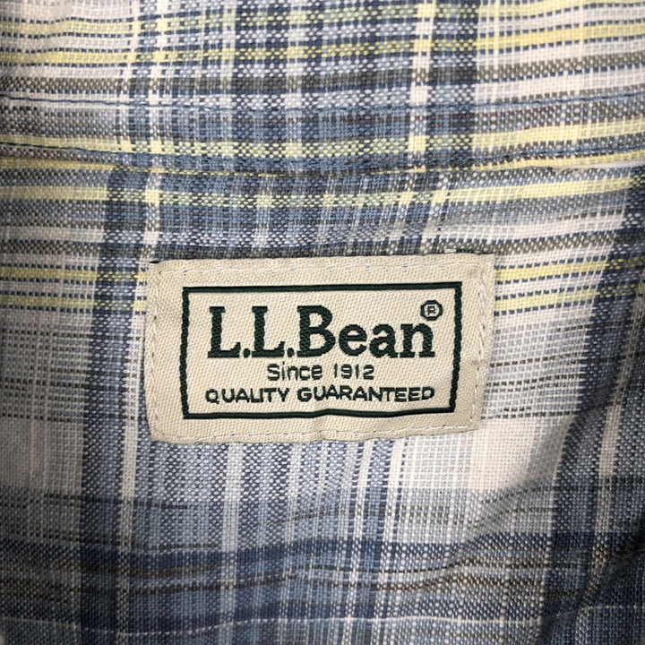 90s-00'S LLBean Long-Sleeve Cotton Check Shirt, Men's Size XL (approx.) unclear Blue type light blue Vintage Second Hand