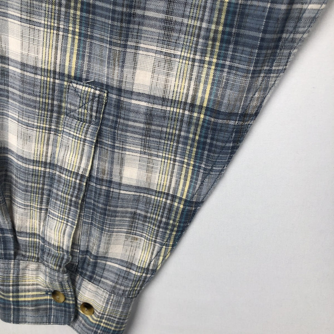 90s-00'S LLBean Long-Sleeve Cotton Check Shirt, Men's Size XL (approx.) unclear Blue type light blue Vintage Second Hand