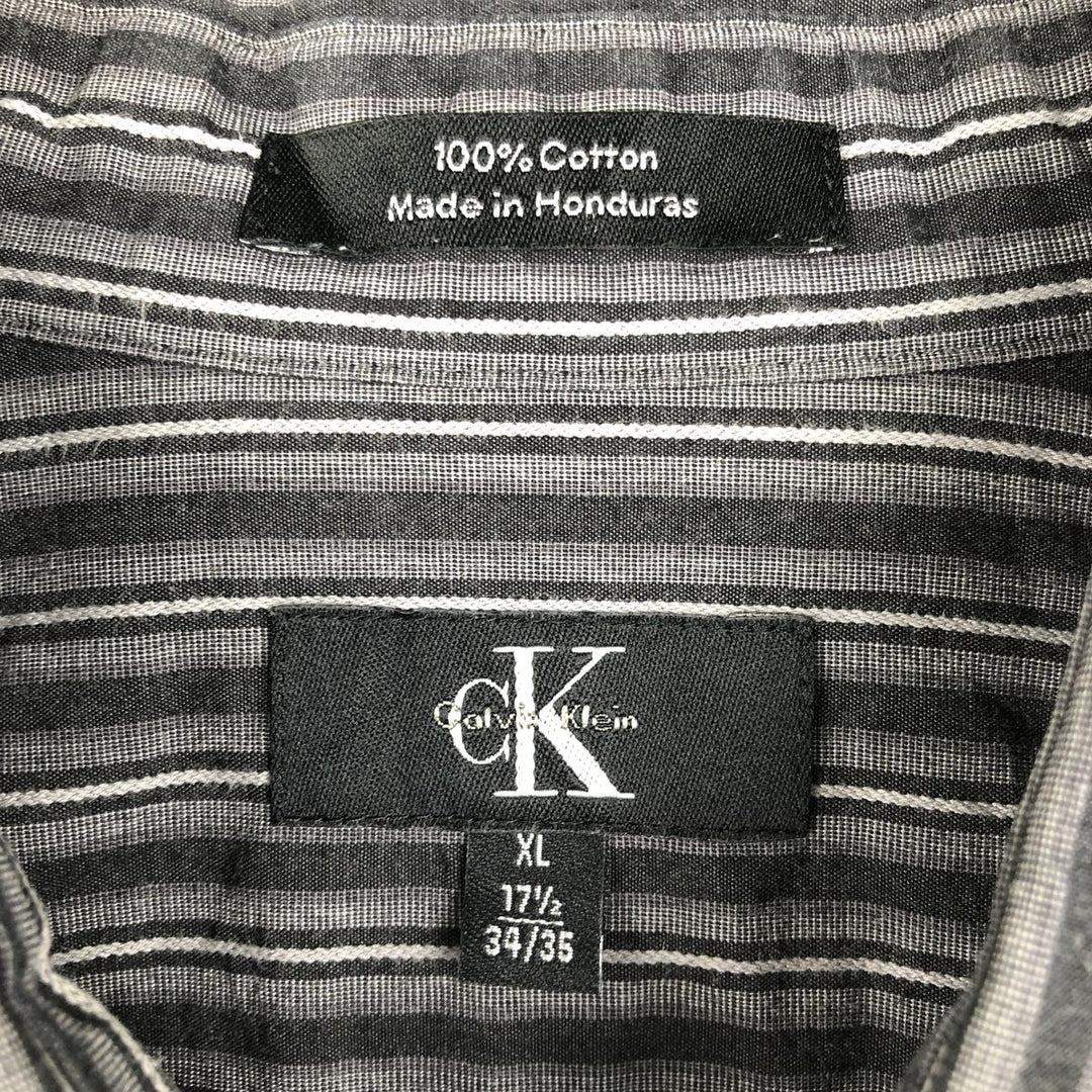 90s-00'S Calvin Klein Multi-stripe Long-Sleeve Cotton Stripe Shirt, Men's Size XL cotton gray type Vintage Second Hand