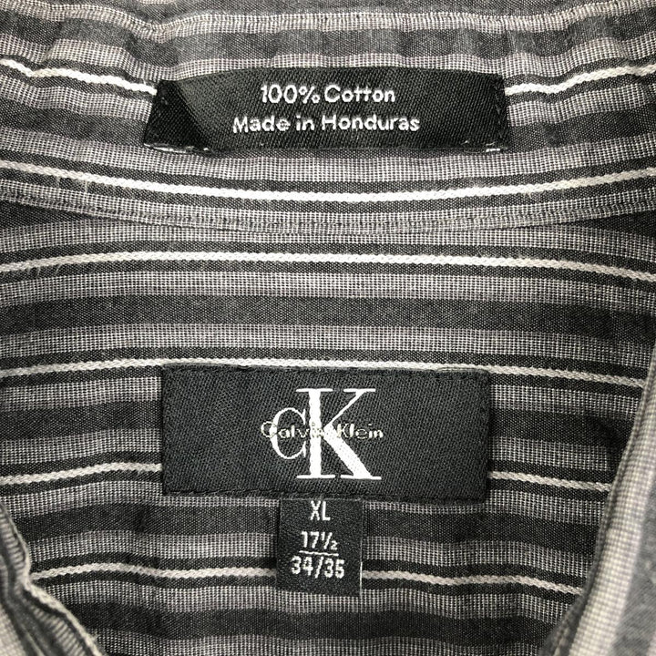 90s-00'S Calvin Klein Multi-stripe Long-Sleeve Cotton Stripe Shirt, Men's Size XL cotton gray type Vintage Second Hand