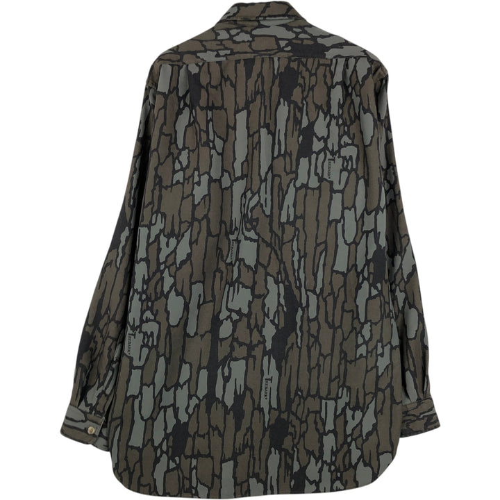 Cabelas Camouflage Pattern Treebark Camo Military Shirt, Men's Size L (approx.), Vintage unclear Khaki type Vintage Second Hand