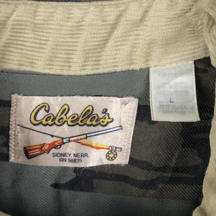 Cabelas Camouflage Pattern Treebark Camo Military Shirt, Men's Size L (approx.), Vintage unclear Khaki type Vintage Second Hand