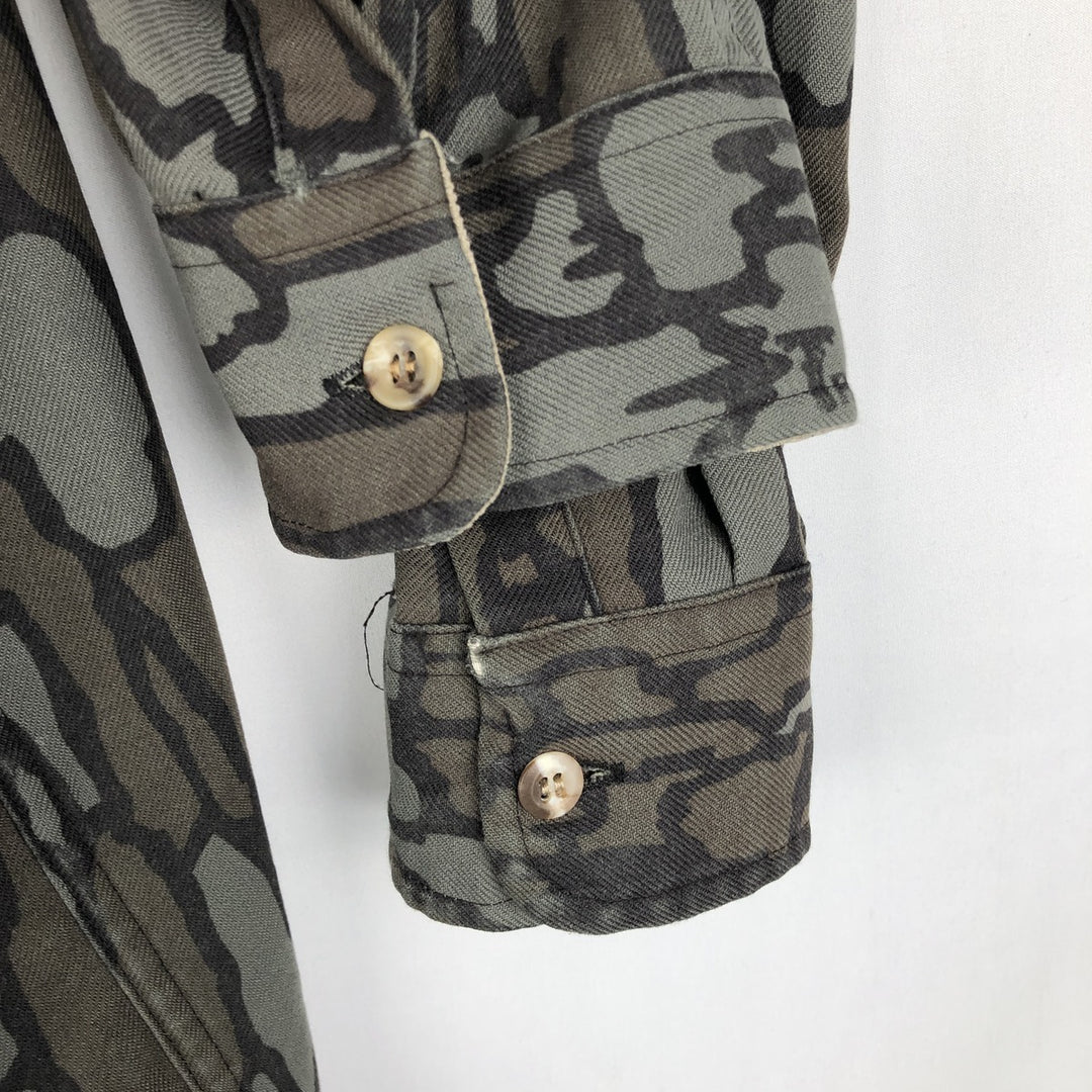 Cabelas Camouflage Pattern Treebark Camo Military Shirt, Men's Size L (approx.), Vintage unclear Khaki type Vintage Second Hand