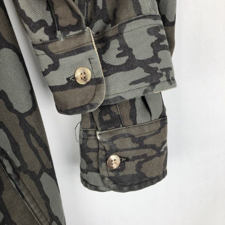 Cabelas Camouflage Pattern Treebark Camo Military Shirt, Men's Size L (approx.), Vintage unclear Khaki type Vintage Second Hand