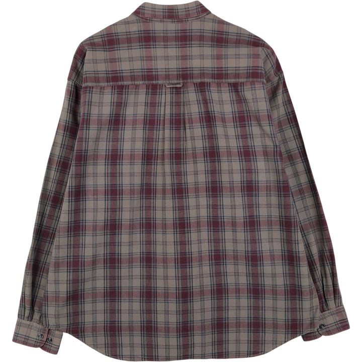 Eddie Bauer Long Sleeve Button-Down Check Shirt, Men's XL cotton Beige type Vintage Second Hand