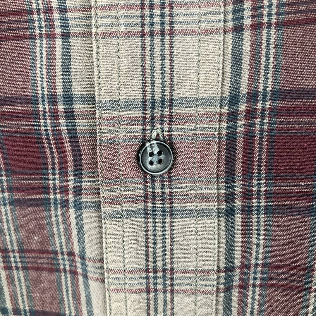 Eddie Bauer Long Sleeve Button-Down Check Shirt, Men's XL cotton Beige type Vintage Second Hand