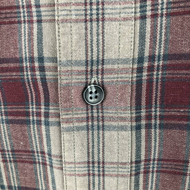 Eddie Bauer Long Sleeve Button-Down Check Shirt, Men's XL cotton Beige type Vintage Second Hand