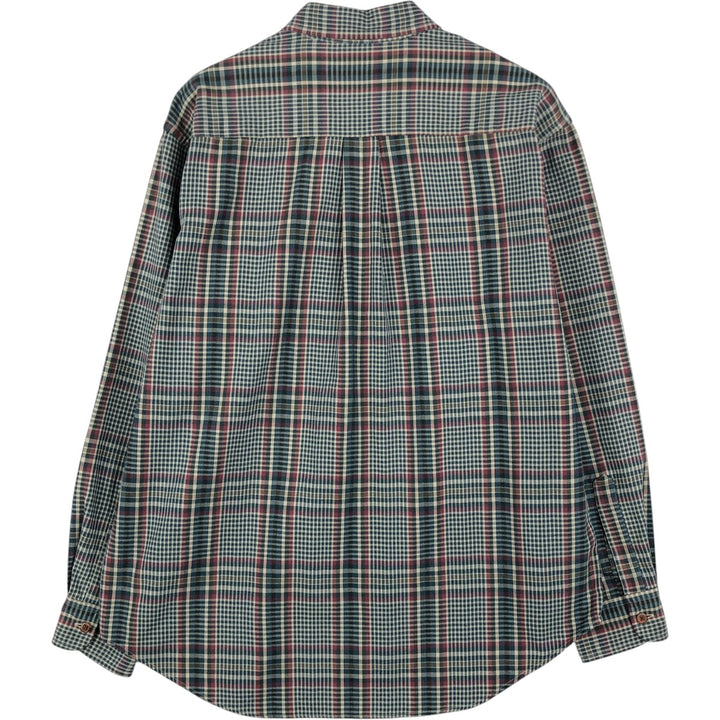 90s-00'S LLBean Long-Sleeve Cotton Check Shirt, Men's Size L (approx.) cotton gray type Vintage Second Hand