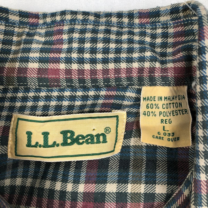 90s-00'S LLBean Long-Sleeve Cotton Check Shirt, Men's Size L (approx.) cotton gray type Vintage Second Hand
