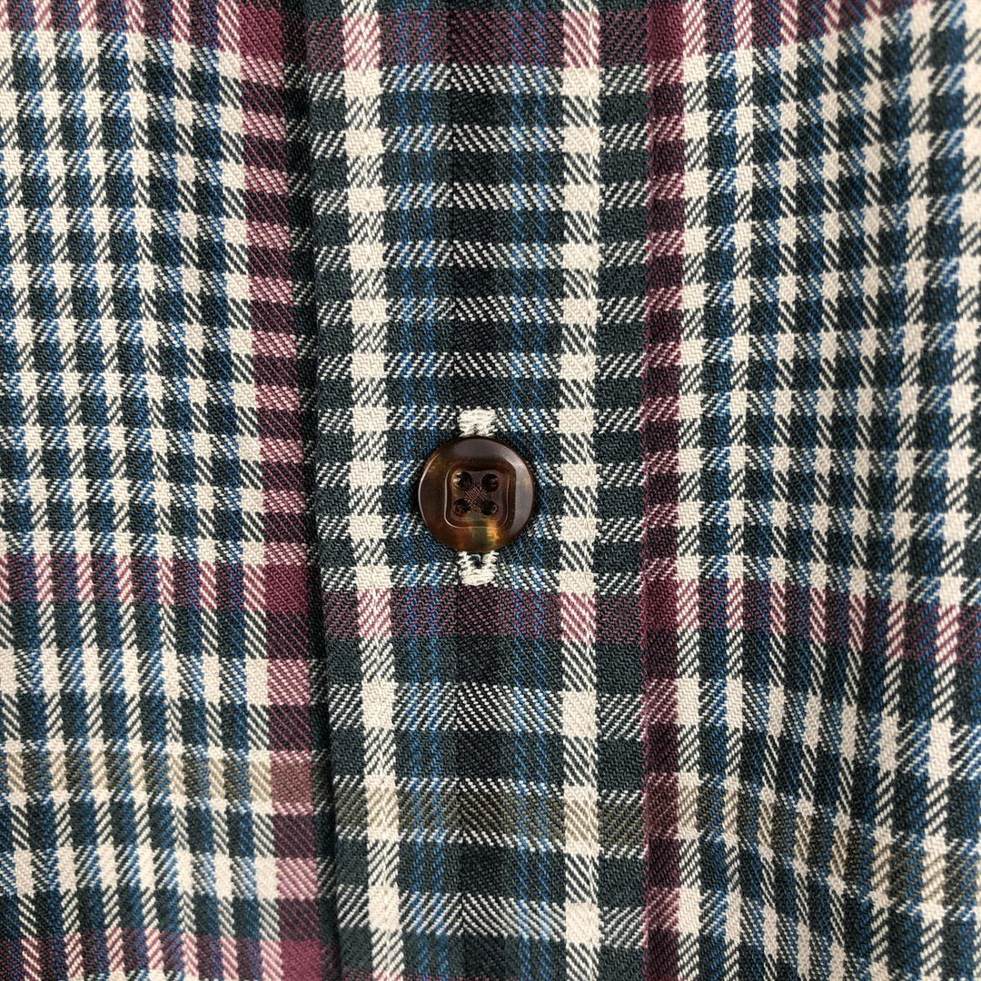 90s-00'S LLBean Long-Sleeve Cotton Check Shirt, Men's Size L (approx.) cotton gray type Vintage Second Hand