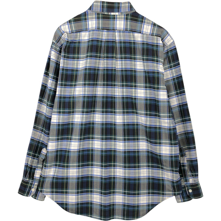 LLBean Long Sleeve Button-Down Check Shirt, Men's Size L cotton blue type Vintage Second Hand