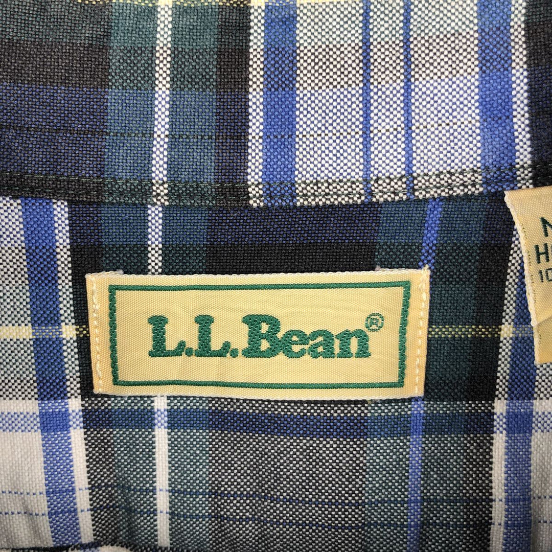 LLBean Long Sleeve Button-Down Check Shirt, Men's Size L cotton blue type Vintage Second Hand
