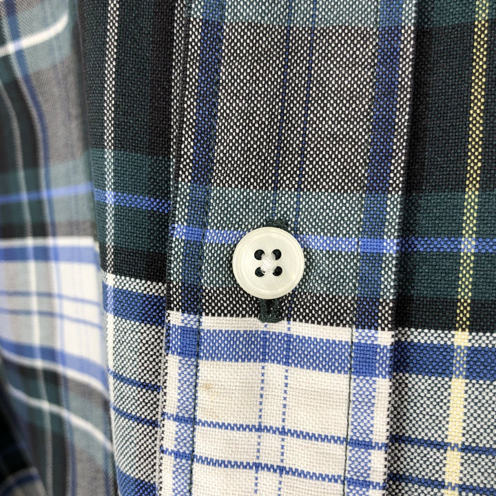 LLBean Long Sleeve Button-Down Check Shirt, Men's Size L cotton blue type Vintage Second Hand