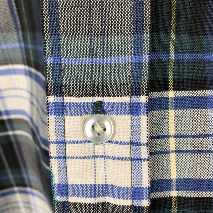 LLBean Long Sleeve Button-Down Check Shirt, Men's Size L cotton blue type Vintage Second Hand