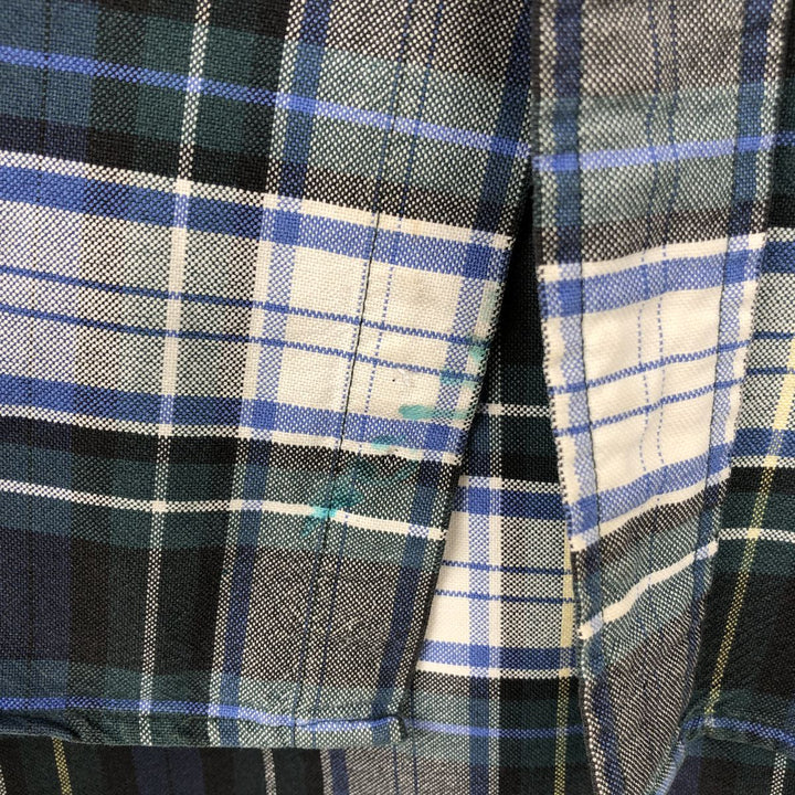 LLBean Long Sleeve Button-Down Check Shirt, Men's Size L cotton blue type Vintage Second Hand