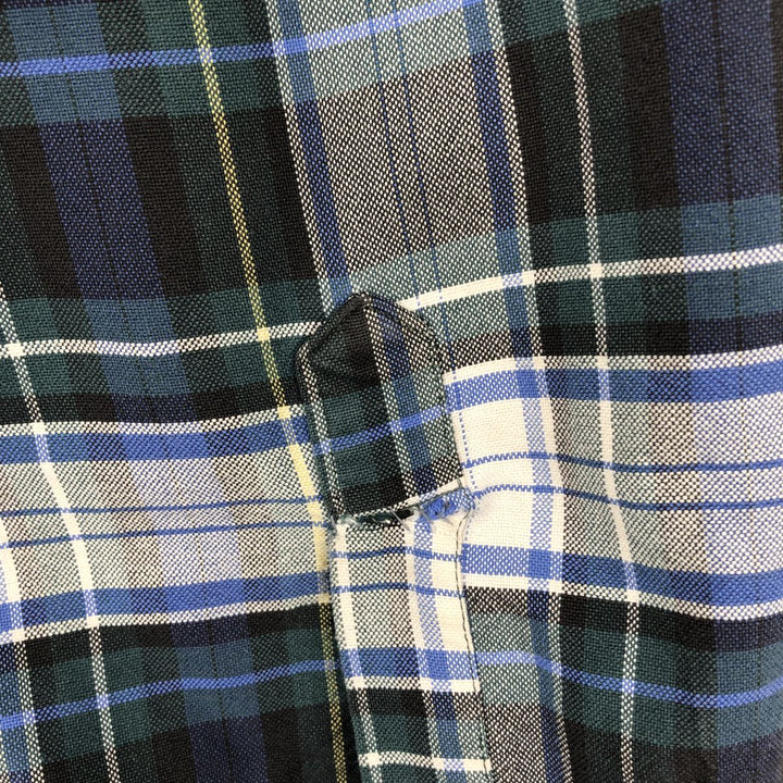 LLBean Long Sleeve Button-Down Check Shirt, Men's Size L cotton blue type Vintage Second Hand
