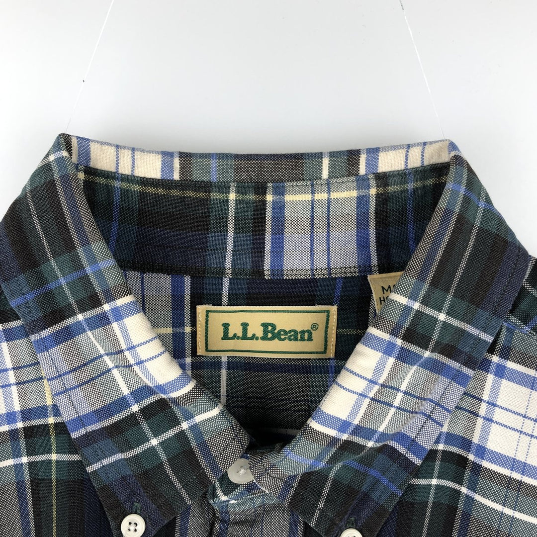 LLBean Long Sleeve Button-Down Check Shirt, Men's Size L cotton blue type Vintage Second Hand