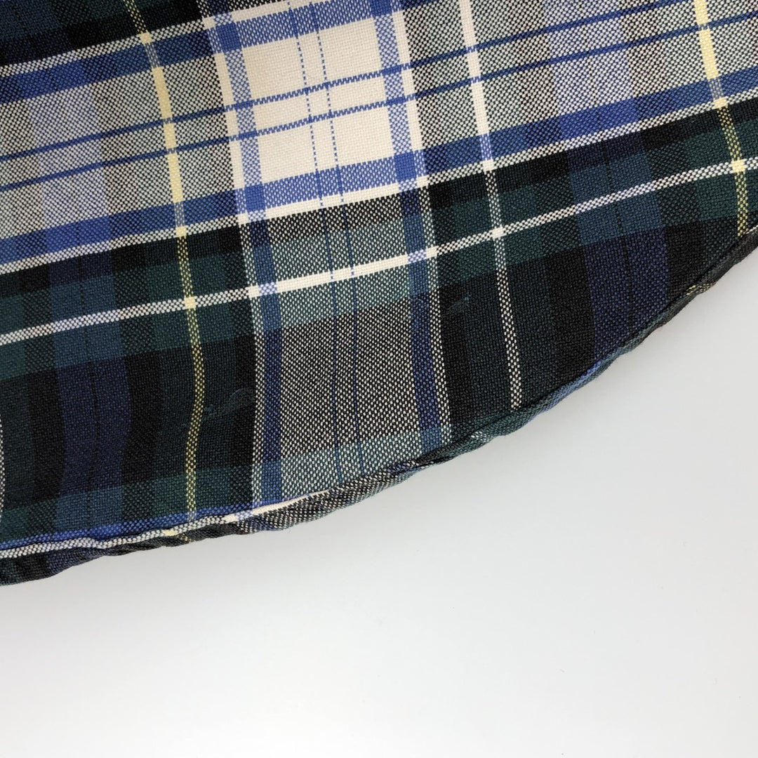 LLBean Long Sleeve Button-Down Check Shirt, Men's Size L cotton blue type Vintage Second Hand