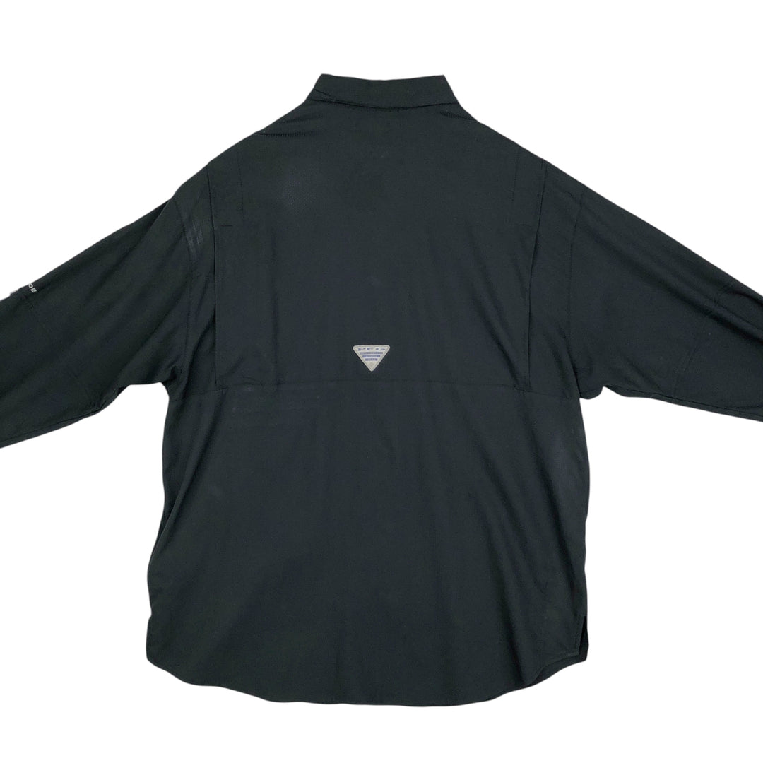 Columbia PFG OMNI-SHADE Ripstop Button-Down Long Sleeve Fishing Shirt, Men's Size L polyester black type Vintage Second Hand