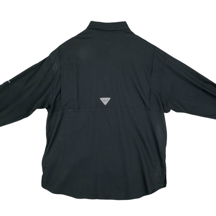 Columbia PFG OMNI-SHADE Ripstop Button-Down Long Sleeve Fishing Shirt, Men's Size L polyester black type Vintage Second Hand