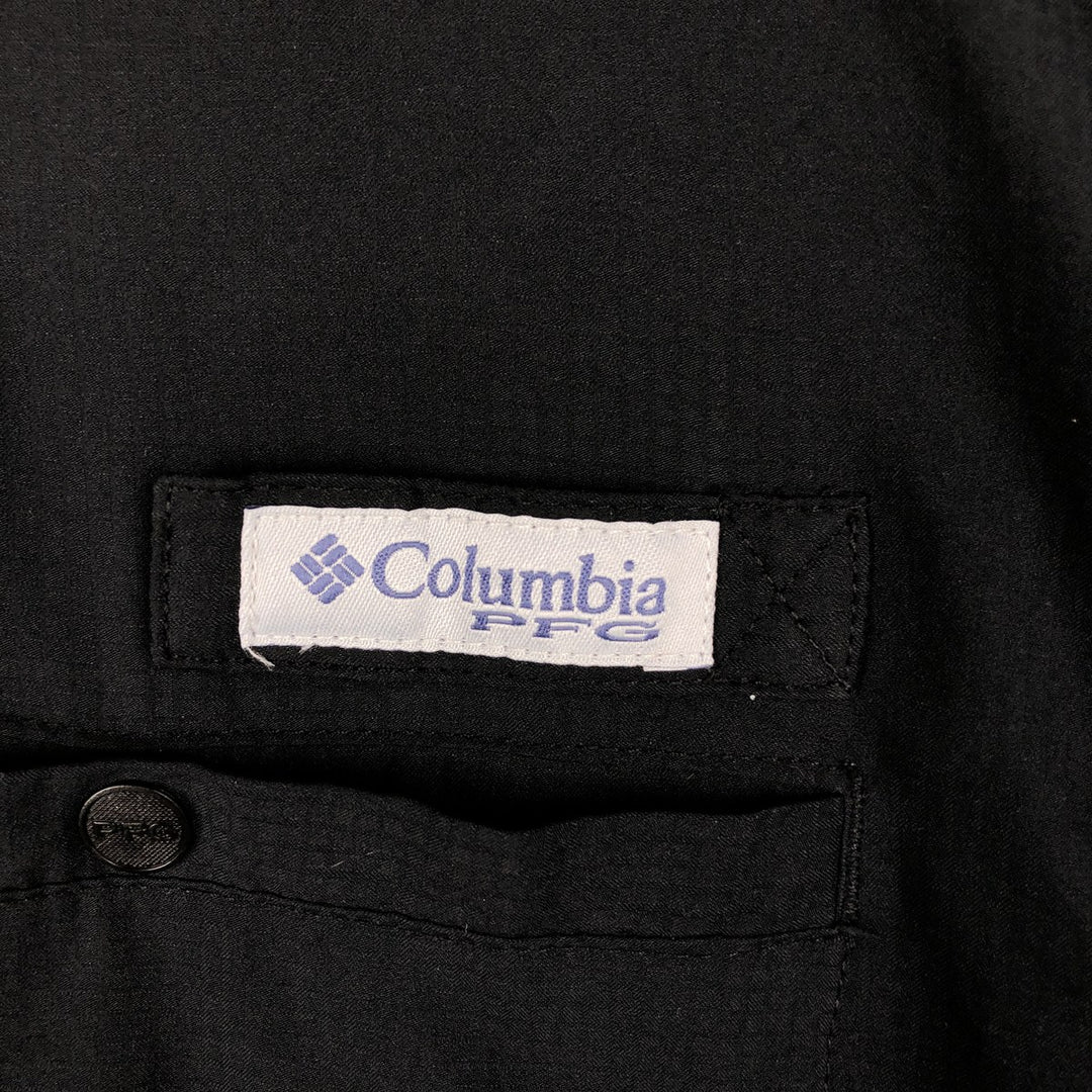 Columbia PFG OMNI-SHADE Ripstop Button-Down Long Sleeve Fishing Shirt, Men's Size L polyester black type Vintage Second Hand