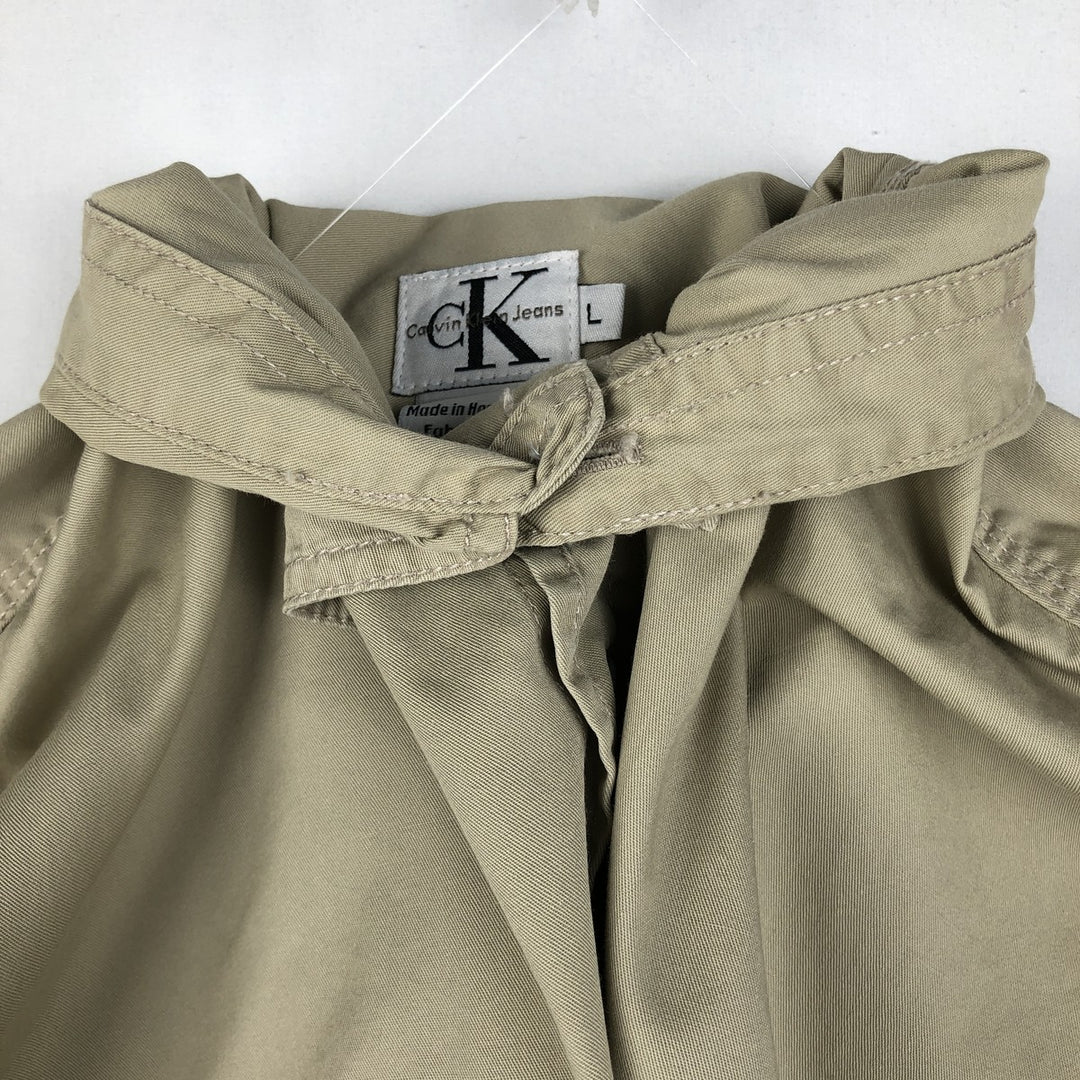 90s-00'S Calvin Klein Jeans Long-Sleeve Cotton Shirt, Men's Size L (approx.) cotton Beige type Vintage Second Hand