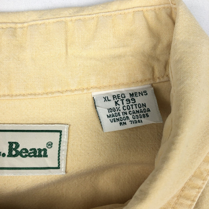 90'S LLBean Cotton Box Shirt, Made in Canada, Men's XL equivalent, Vintage cotton yellow type Vintage Second Hand