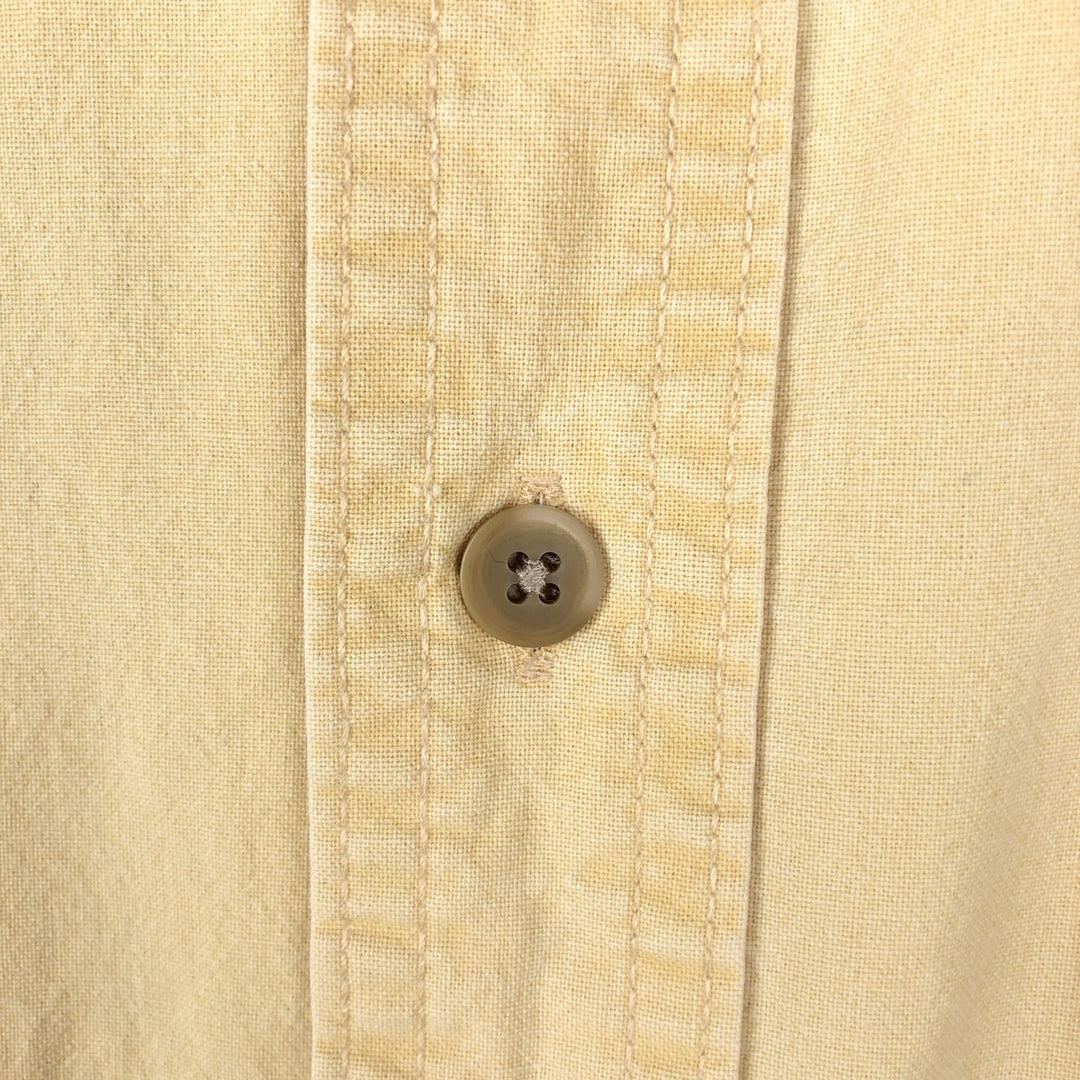 90'S LLBean Cotton Box Shirt, Made in Canada, Men's XL equivalent, Vintage cotton yellow type Vintage Second Hand