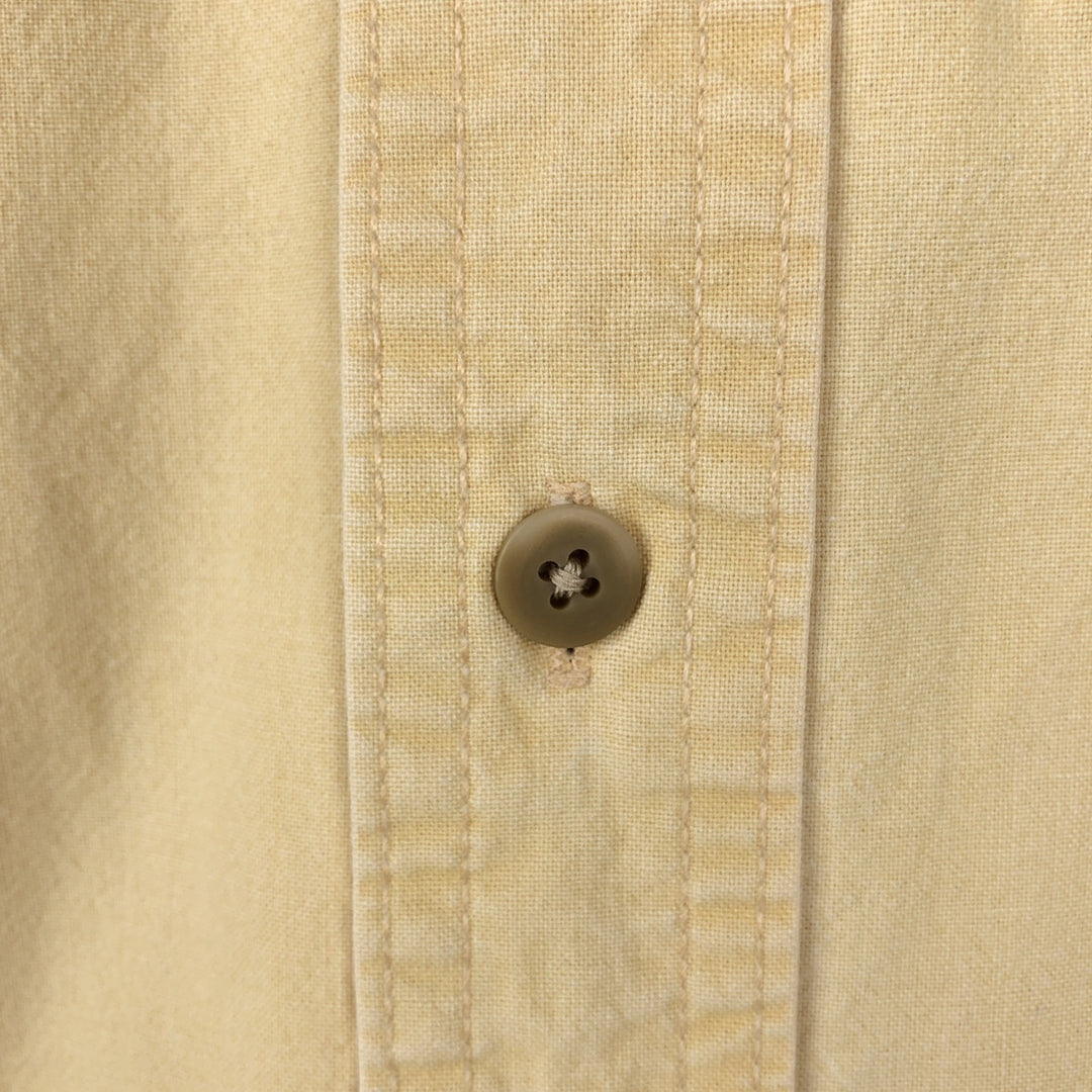 90'S LLBean Cotton Box Shirt, Made in Canada, Men's XL equivalent, Vintage cotton yellow type Vintage Second Hand