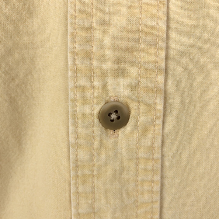 90'S LLBean Cotton Box Shirt, Made in Canada, Men's XL equivalent, Vintage cotton yellow type Vintage Second Hand