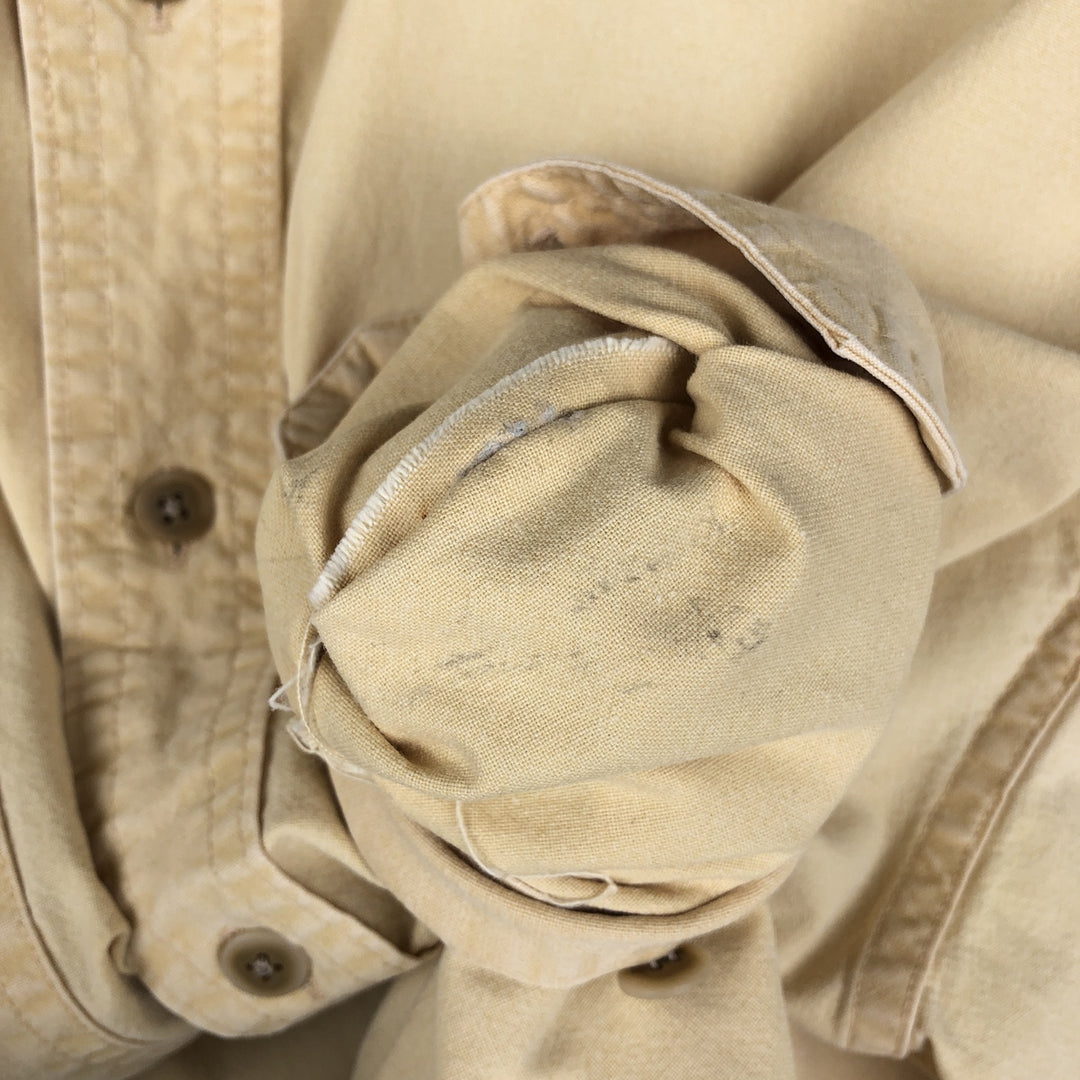 90'S LLBean Cotton Box Shirt, Made in Canada, Men's XL equivalent, Vintage cotton yellow type Vintage Second Hand